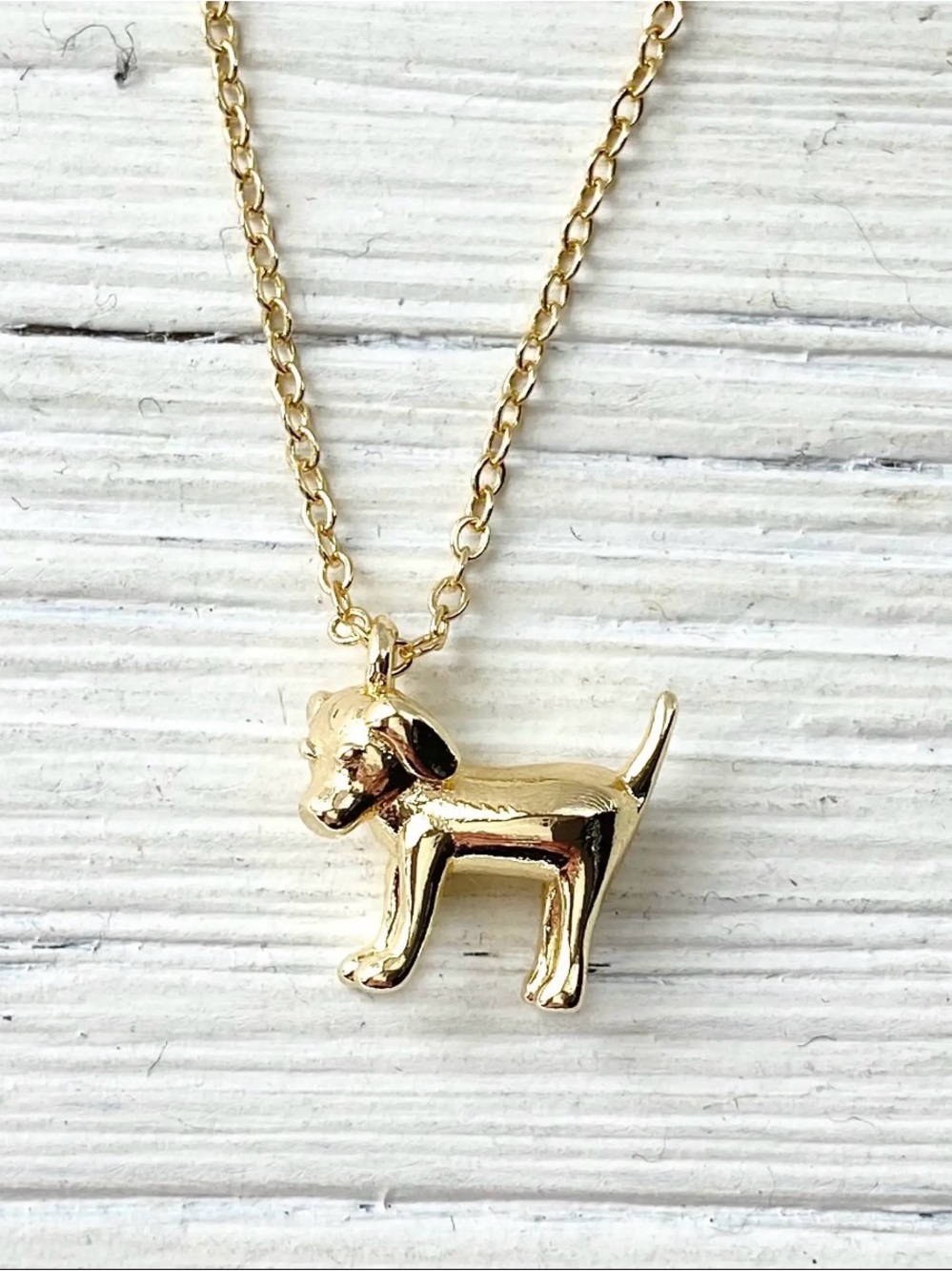Dainty Gold Tone Dog Pendant Necklace